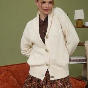 Cream Button-Up Women's Sweater